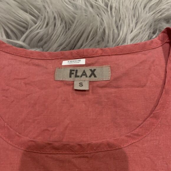 Flax Shirt Womens Size Small Red Linen Short Sleeve Round Neck Casual Top - Picture 2 of 4